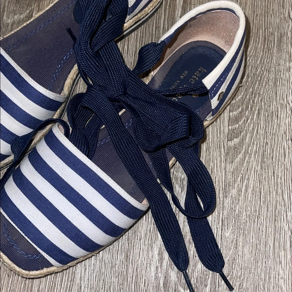 Kate spade chandra Navy Striped Women's Sandals size 6 espadrilles summer beach